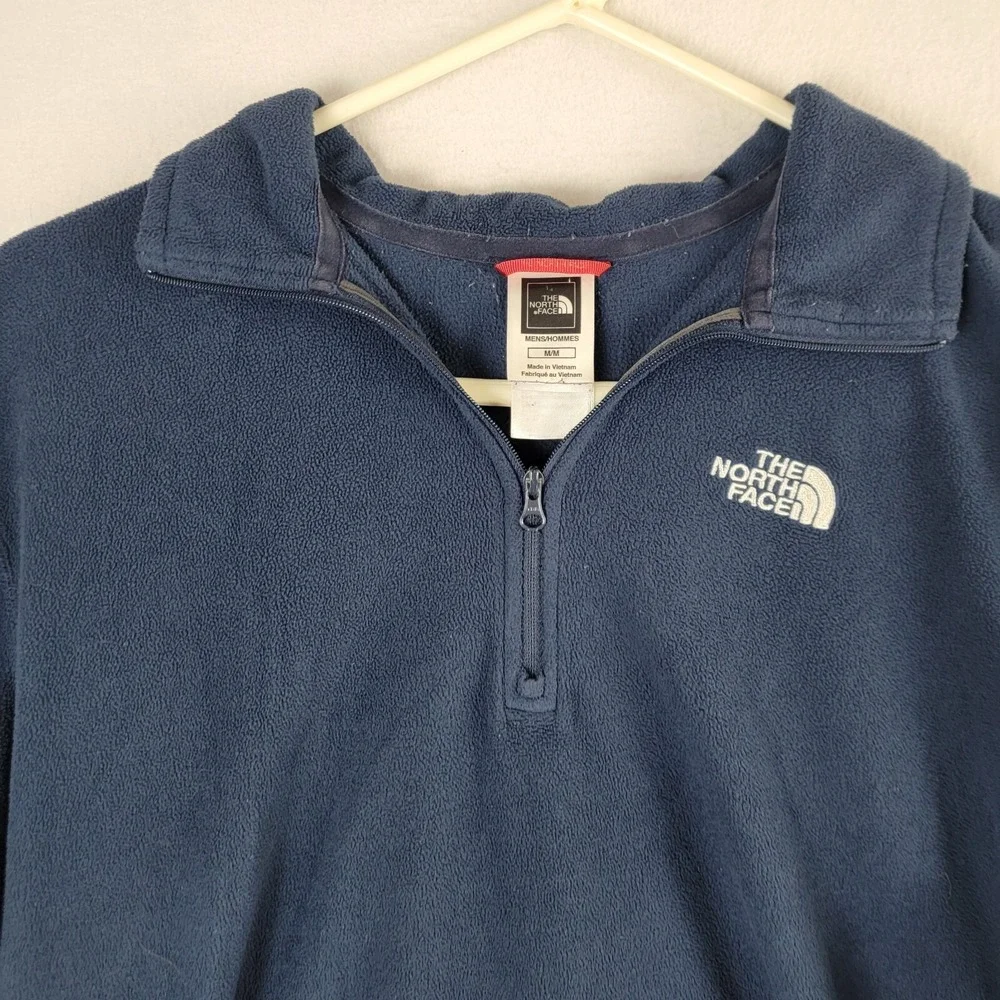 The North Face Fleece Sweater Mens M Blue 1/4 Zip Pullover Long Sleeve Outdoor
